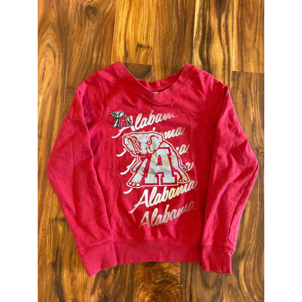 Russell Athletic Alabama Crimson‎ Tide V-Neck Sweatshirt Red Small Big Al Mascot